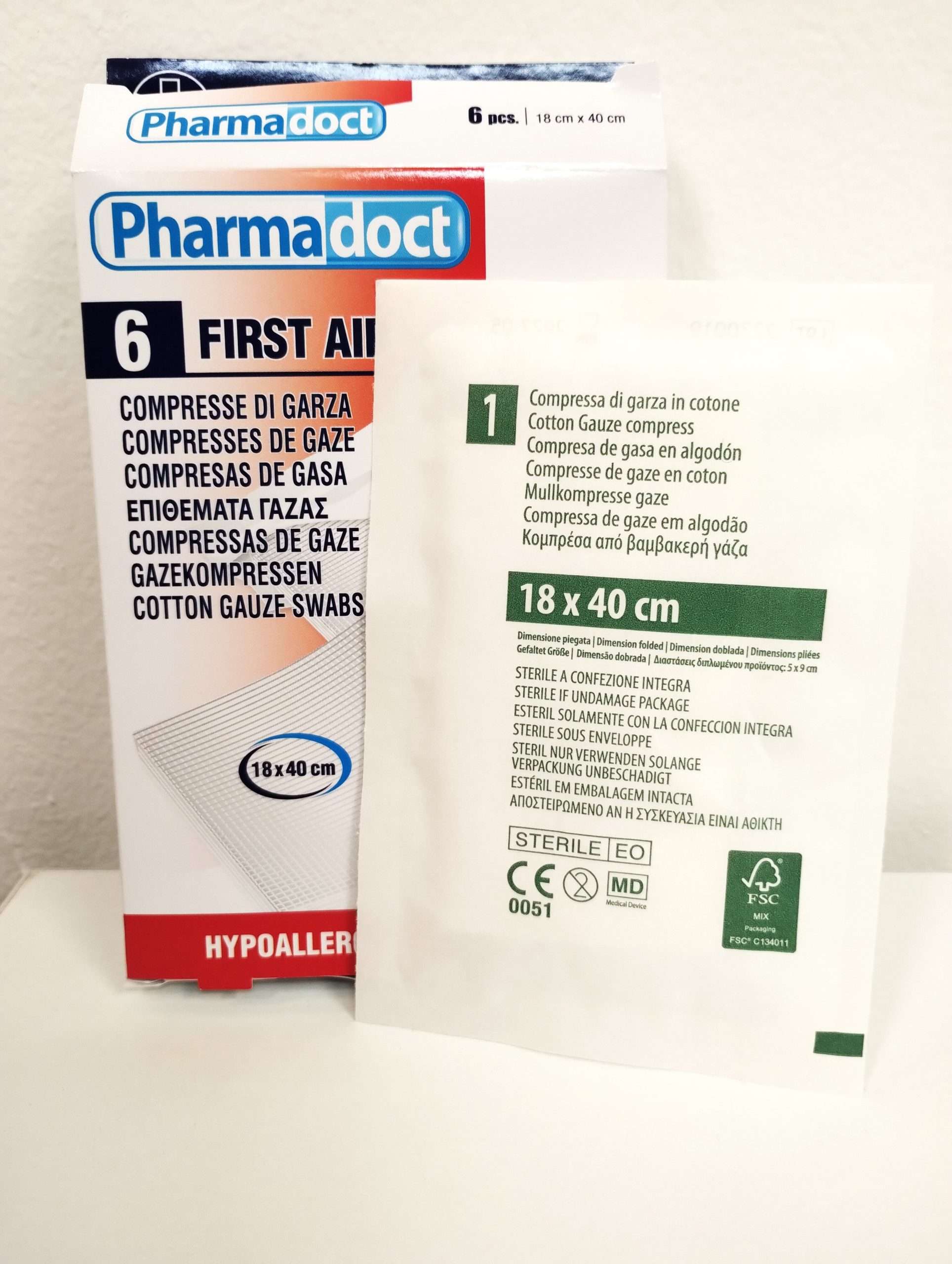 Pharmadoct Confez da 6 Garze Compresse 18 x 40