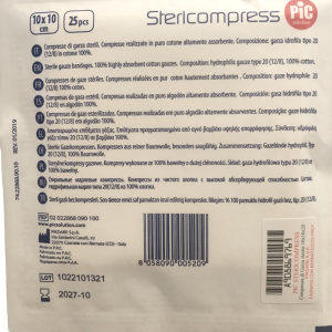PIC- Garza stericompress sterile 10X10 - 25pcs