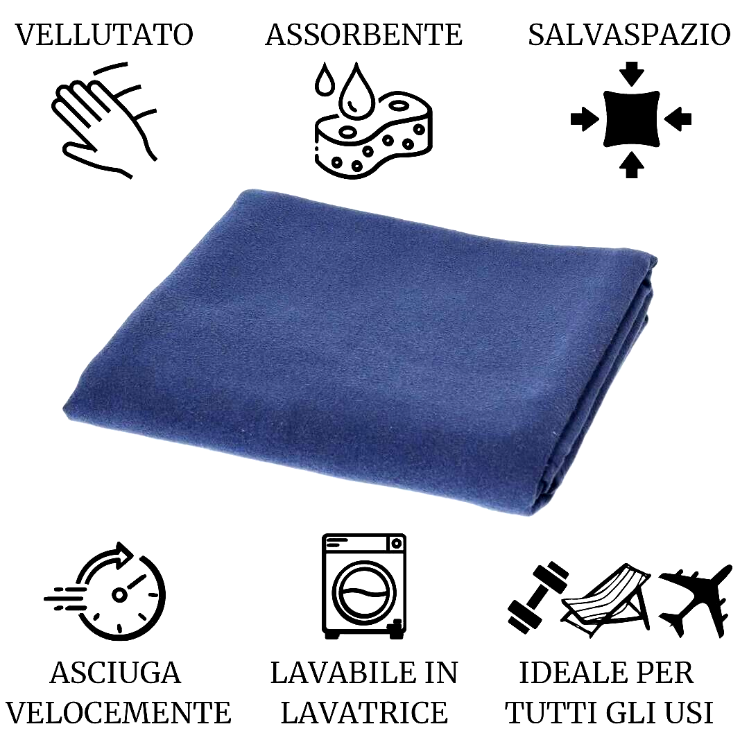 Asciugamano in microfibra cm 50 x 100 Blu - immagine 2