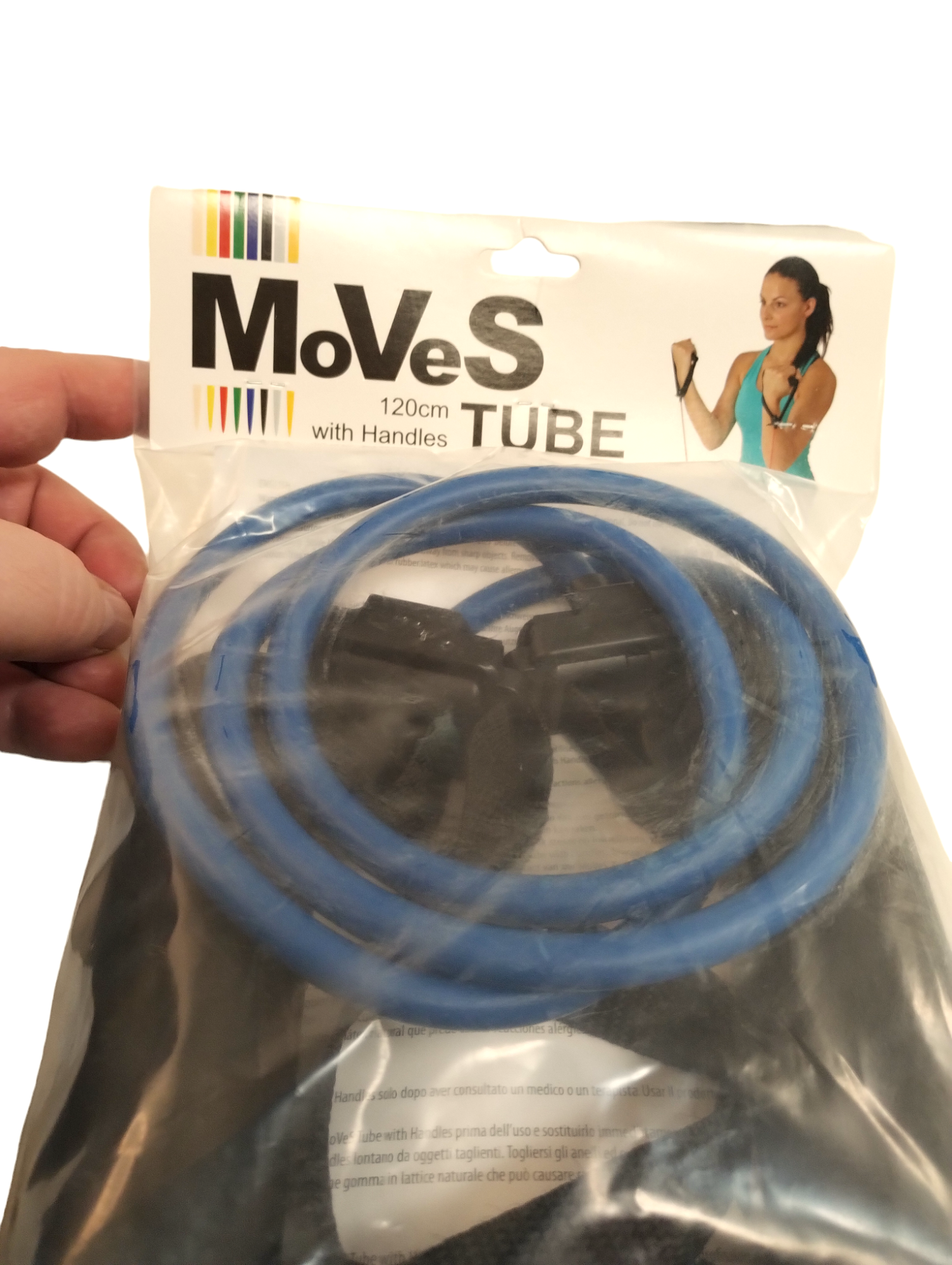MOVES Tube Elastico Tubolare C/manigle 120 cm ( Blu Extra Forte)