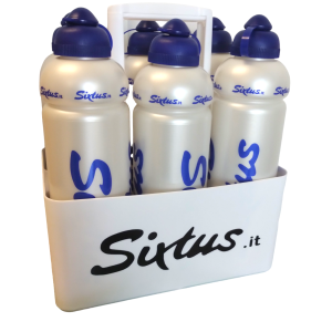 SIXTUS Cestello Bianco Completo di 6 Borracce da 1 Lt