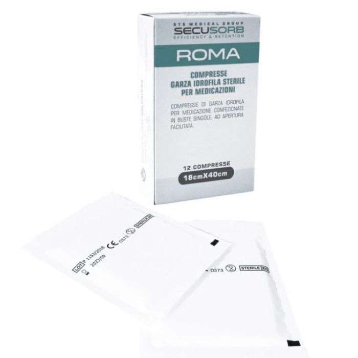 SECUSORB Garze sterili in cotone idrofilo piegate Roma 18x40 cm 12 pezzi