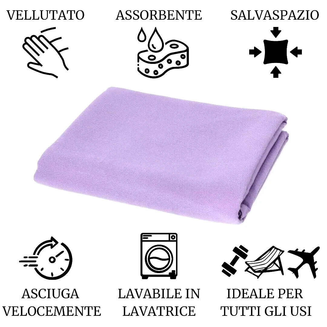 Asciugamano in microfibra cm 50 x 100 Lilla