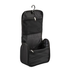 Beauty case in microfibra con zip, colore nero